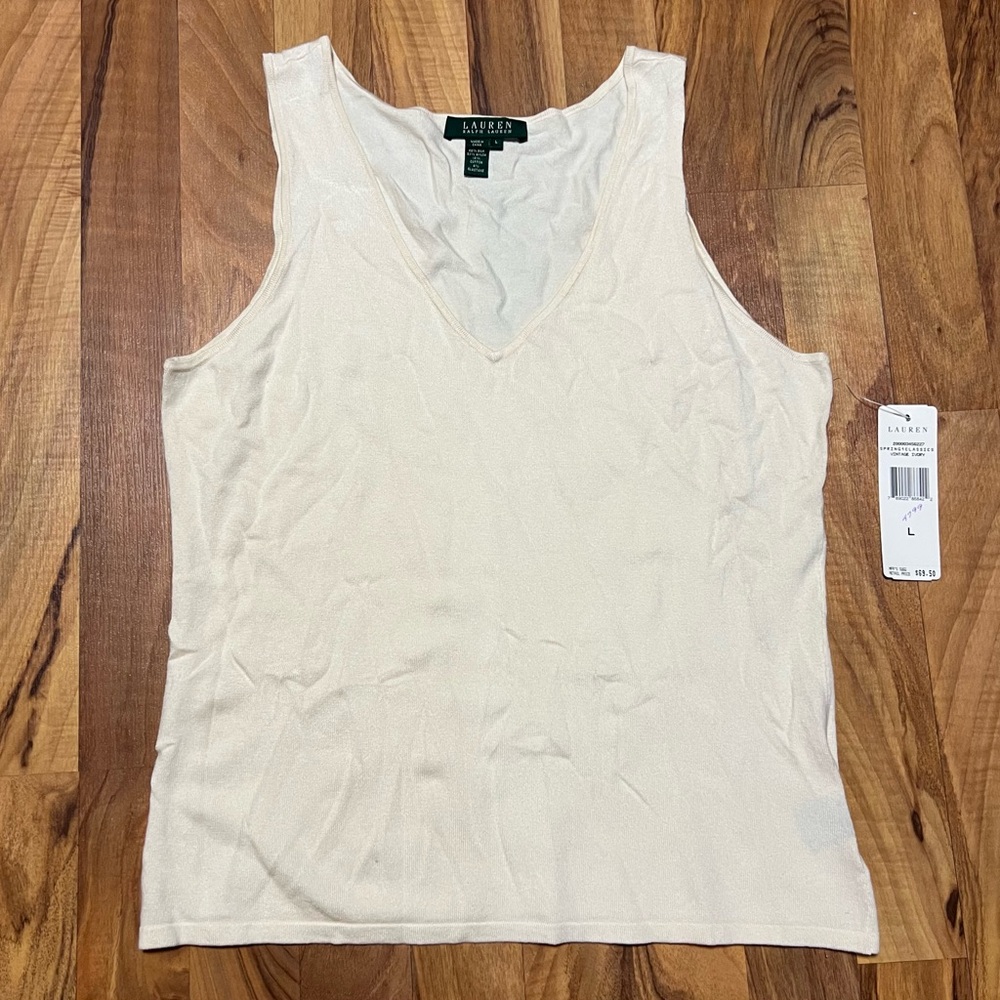 NWT Lauren Ralph Lauren Vintage Ivory Tank Top Size Large